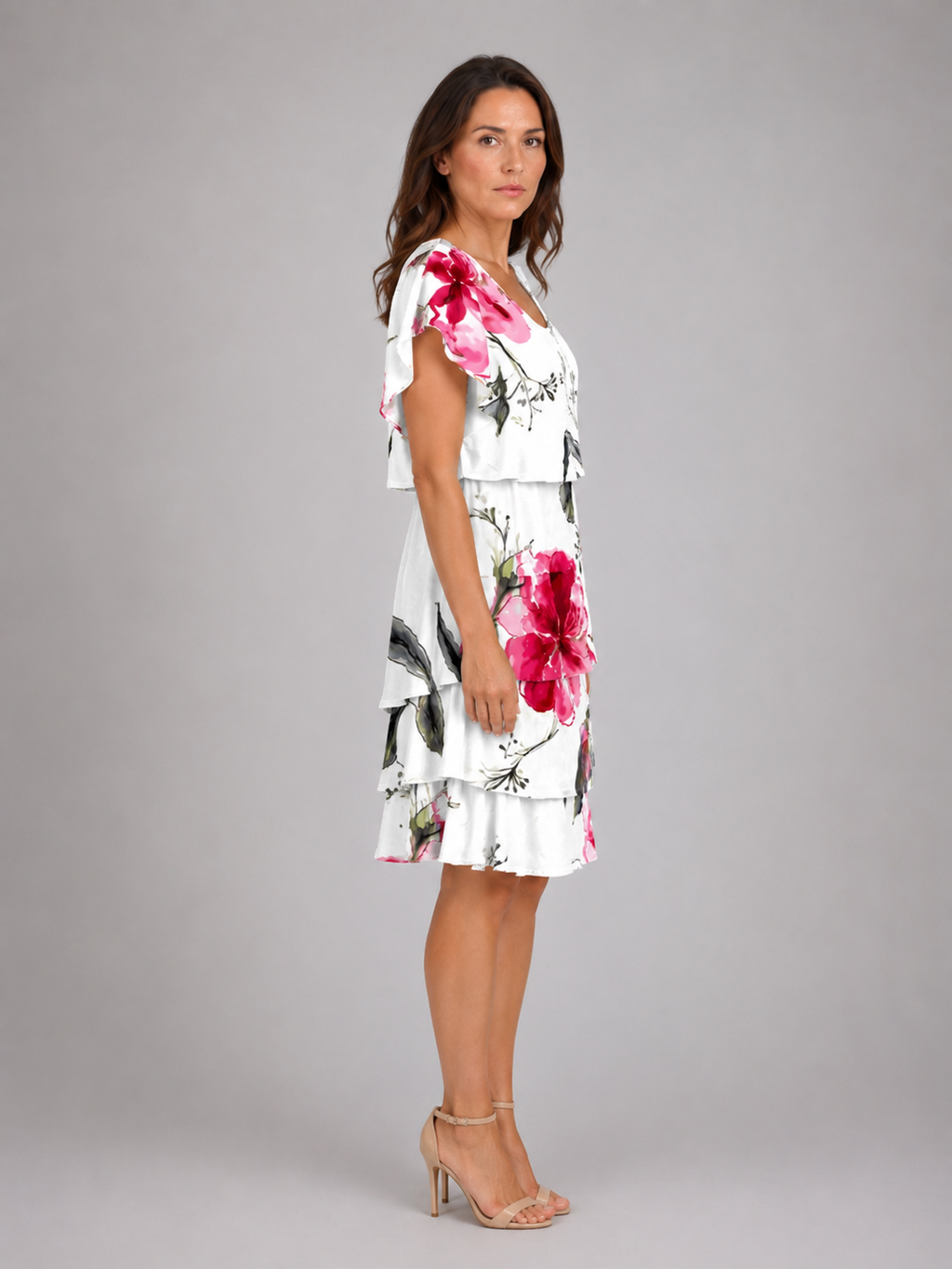 Adeline | Women’s Knee Length Dress | Layered Ruffle Flutter Sleeve 4