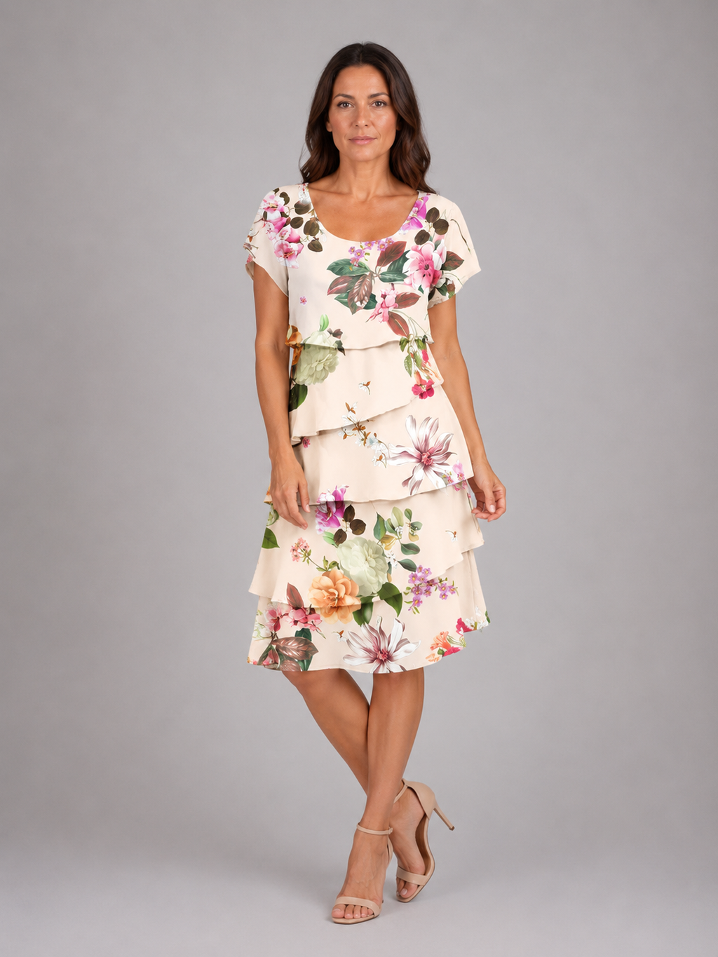 Adeline | Women’s Knee Length Dress | Layered Ruffle Flutter Sleeve 5