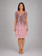 Adeline | Women’s Knee Length Dress | Layered Ruffle Flutter Sleeve 6