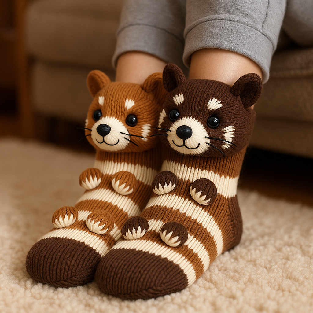 Alfie | Unisex Animal Character Socks | Ribbed Knit Crew Length Novelty Socks-Socks-Eltrendio