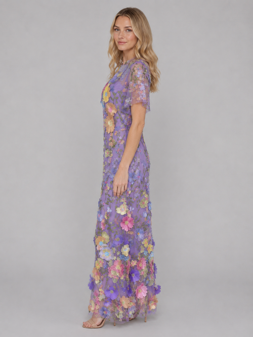 Amelie | Women’s Maxi Dress | Floral Appliqué Wedding Guest-Women Dress-Eltrendio