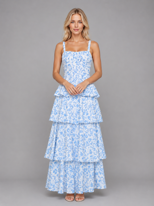 Annabelle | Women’s Maxi Dress | Tiered Floral Wedding Guest-Women Dress-Eltrendio