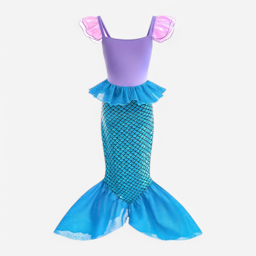 Arabella | Girls Mermaid Costume Dress | Scale Print Tail Holiday Celebration-Kids Costumes-Eltrendio