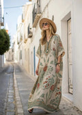 Bohemian Kaftan Maxi Dress – Women’s Loose Fit Printed Beach Dress Summer Vacation Cover Up