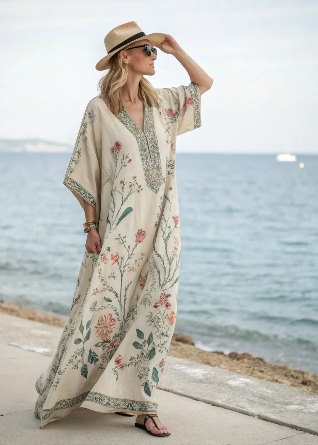 Bohemian Kaftan Maxi Dress – Women’s Loose Fit Printed Beach Dress Summer Vacation Cover Up - Image 2