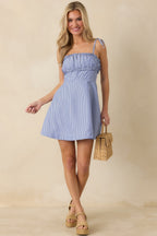 Avery | Striped Ruffle Tie Strap Mini Dress - Image 3