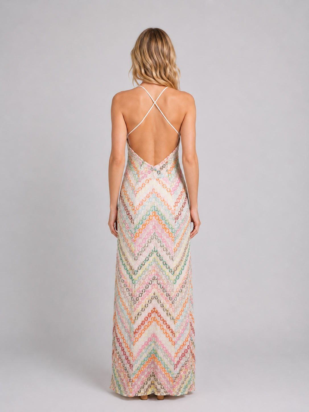 Ariella | Women’s Maxi Dress | Chevron Print Strappy Holiday 2