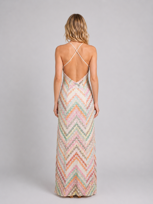 Ariella | Women’s Maxi Dress | Chevron Print Strappy Holiday-Women Dress-Eltrendio