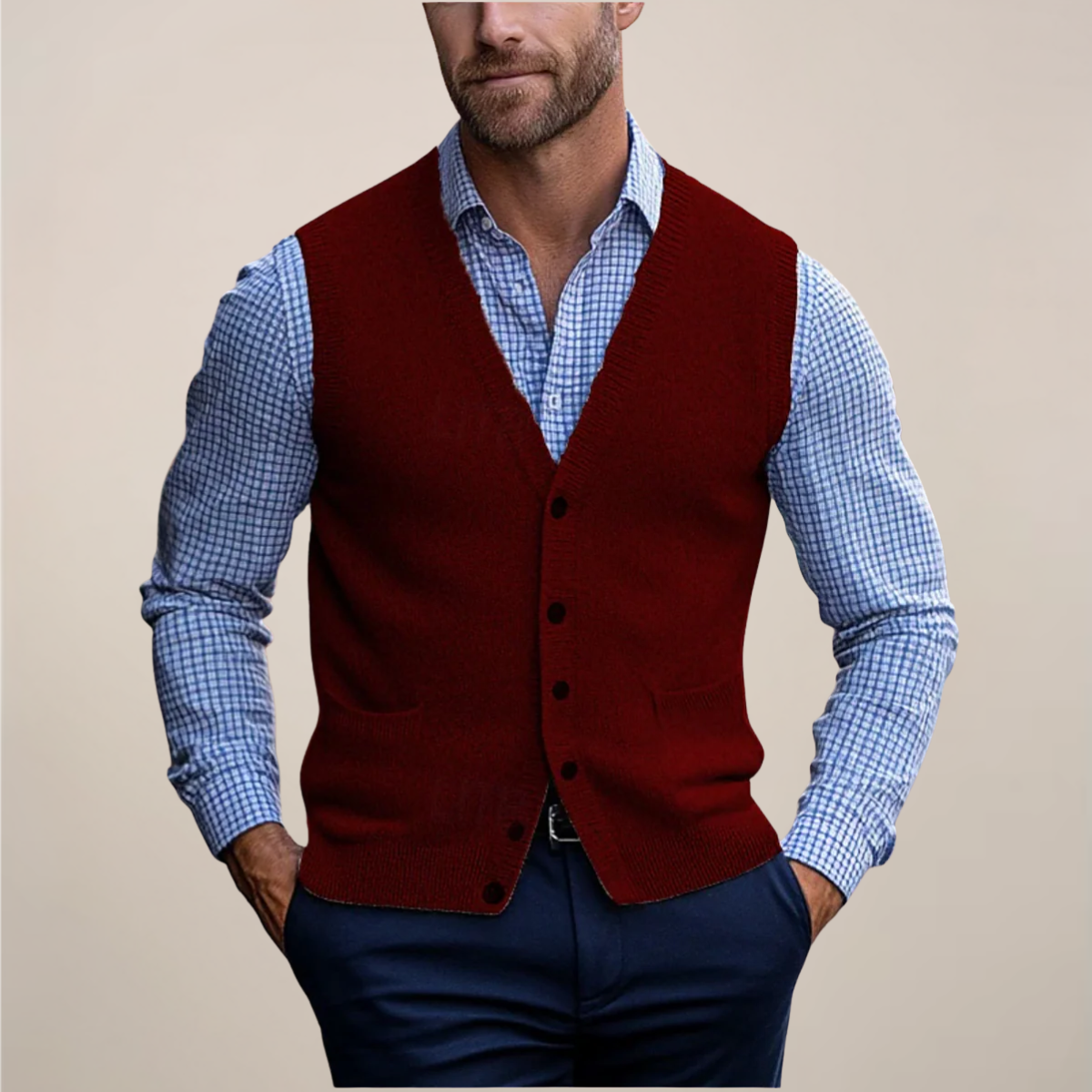 Drew | Men’s Spring Buttoned Knit Vest - Image 3