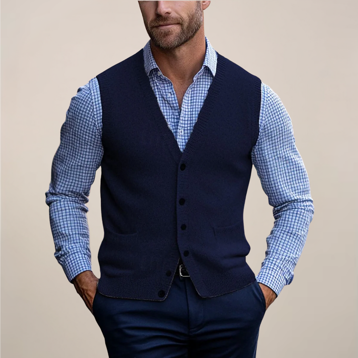 Drew | Men’s Spring Buttoned Knit Vest - Image 4