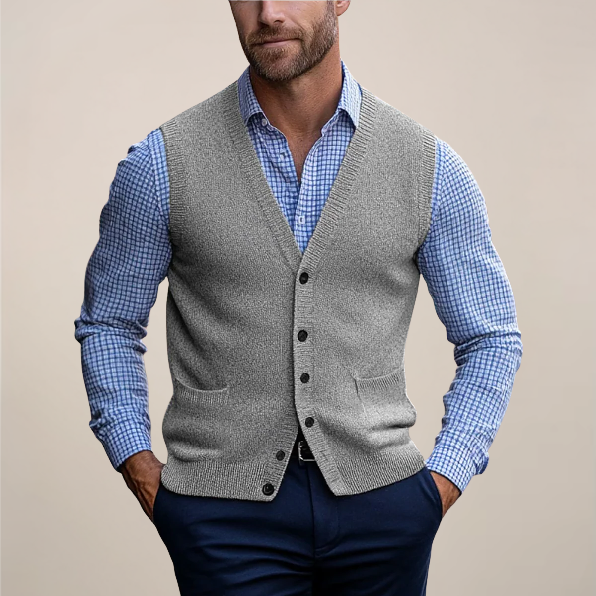 Drew | Men’s Spring Buttoned Knit Vest - Image 5
