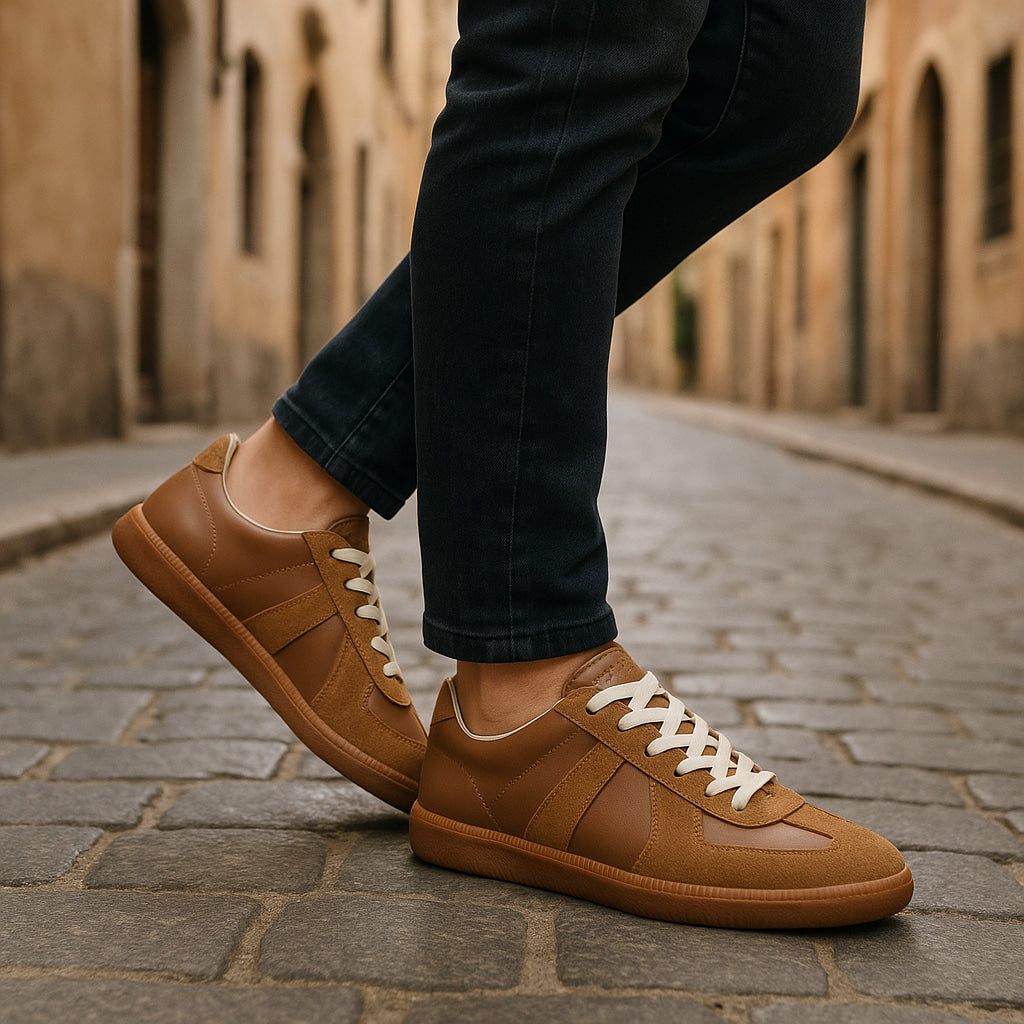 Ashbury | Men’s Lace Up Sneakers | Panel Detail Gum Sole Casual Footwear-Men Shoes-Eltrendio