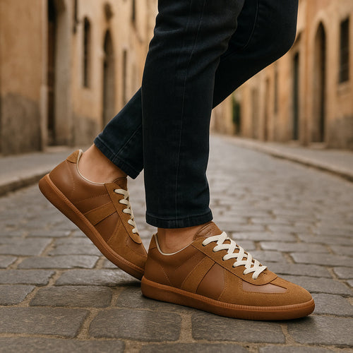 Ashbury | Men’s Lace Up Sneakers | Panel Detail Gum Sole Casual Footwear-Men Shoes-Eltrendio