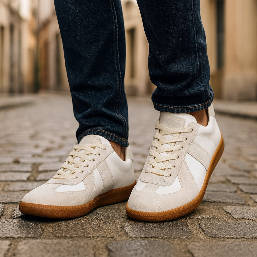 Ashbury | Men’s Lace Up Sneakers | Panel Detail Gum Sole Casual Footwear-Men Shoes-Eltrendio