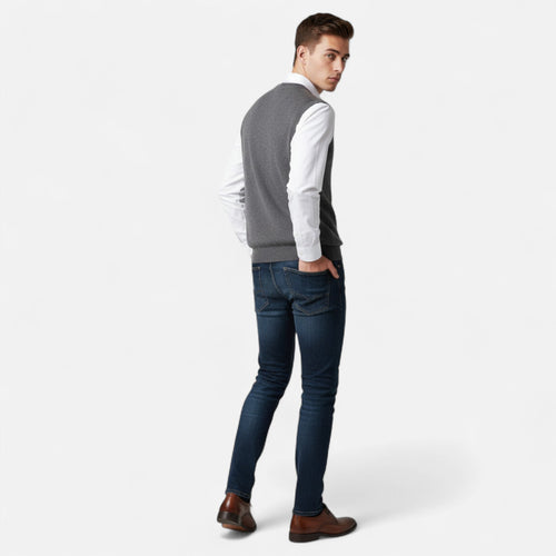 Ashwell | Men’s V Neck Sweater Vest | Sleeveless Knit Pullover Smart Casual Wear-Men Vest-Eltrendio