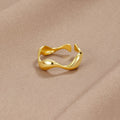 Aurelia | Women’s Open Band Ring | Wave Shape Gold Tone Everyday Jewellery-Ring-Eltrendio