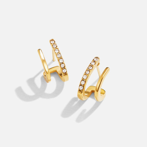 Aurielle | Women’s Crystal Accent Hoop Earrings | Open Hoop Pavé Detail Everyday Wear-Earrings-Eltrendio