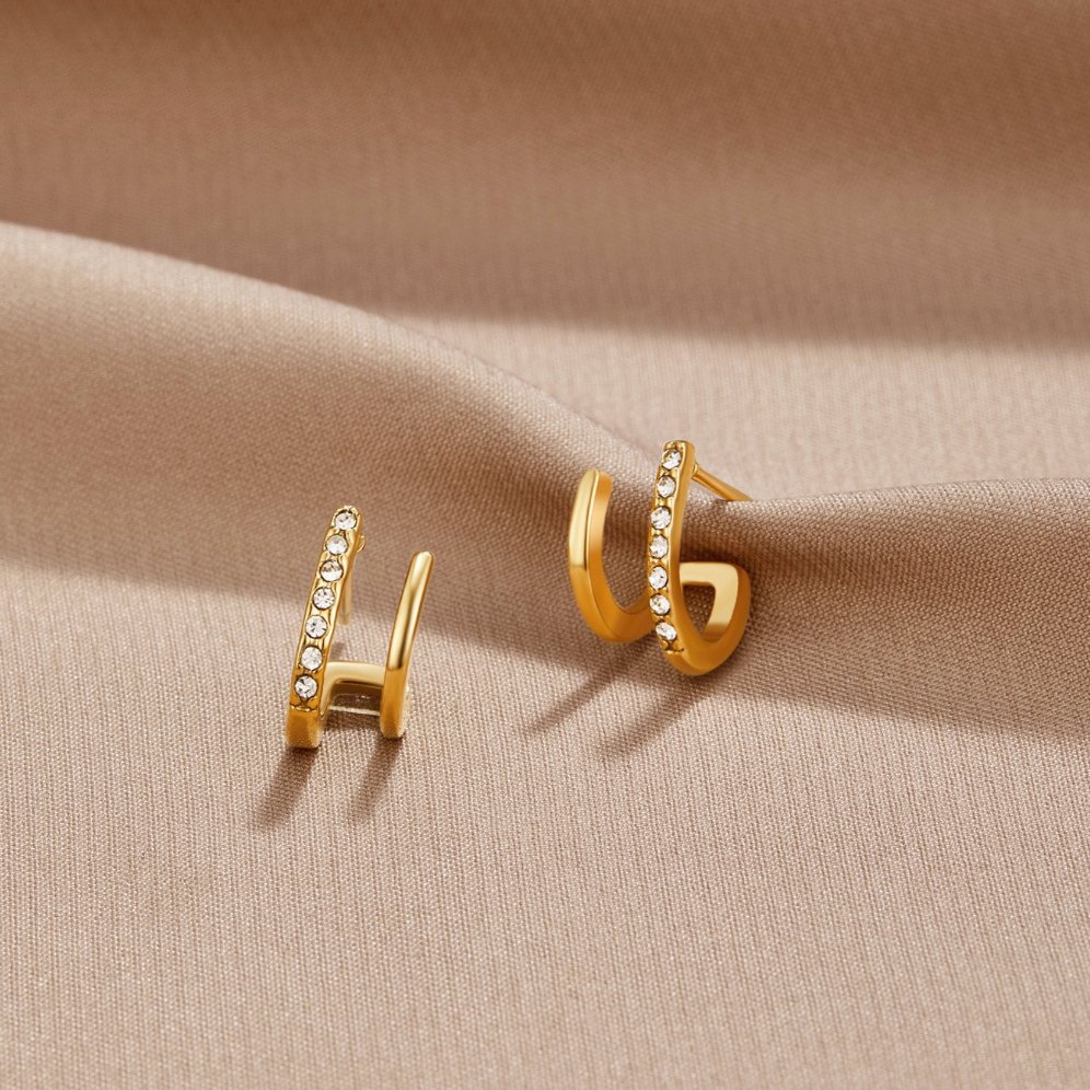 Aurielle | Women’s Crystal Accent Hoop Earrings | Open Hoop Pavé Detail Everyday Wear-Earrings-Eltrendio