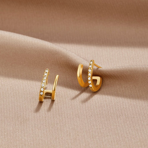 Aurielle | Women’s Crystal Accent Hoop Earrings | Open Hoop Pavé Detail Everyday Wear-Earrings-Eltrendio