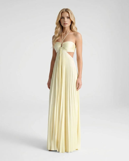 Aurora | Women’s Pleated Maxi Dress | Strapless Cut Out-Women Dress-Eltrendio