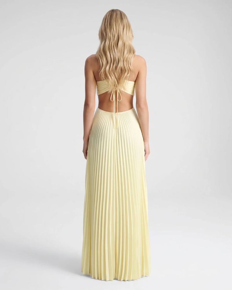 Aurora | Cutout Pleated Halter Maxi Dress - Image 4