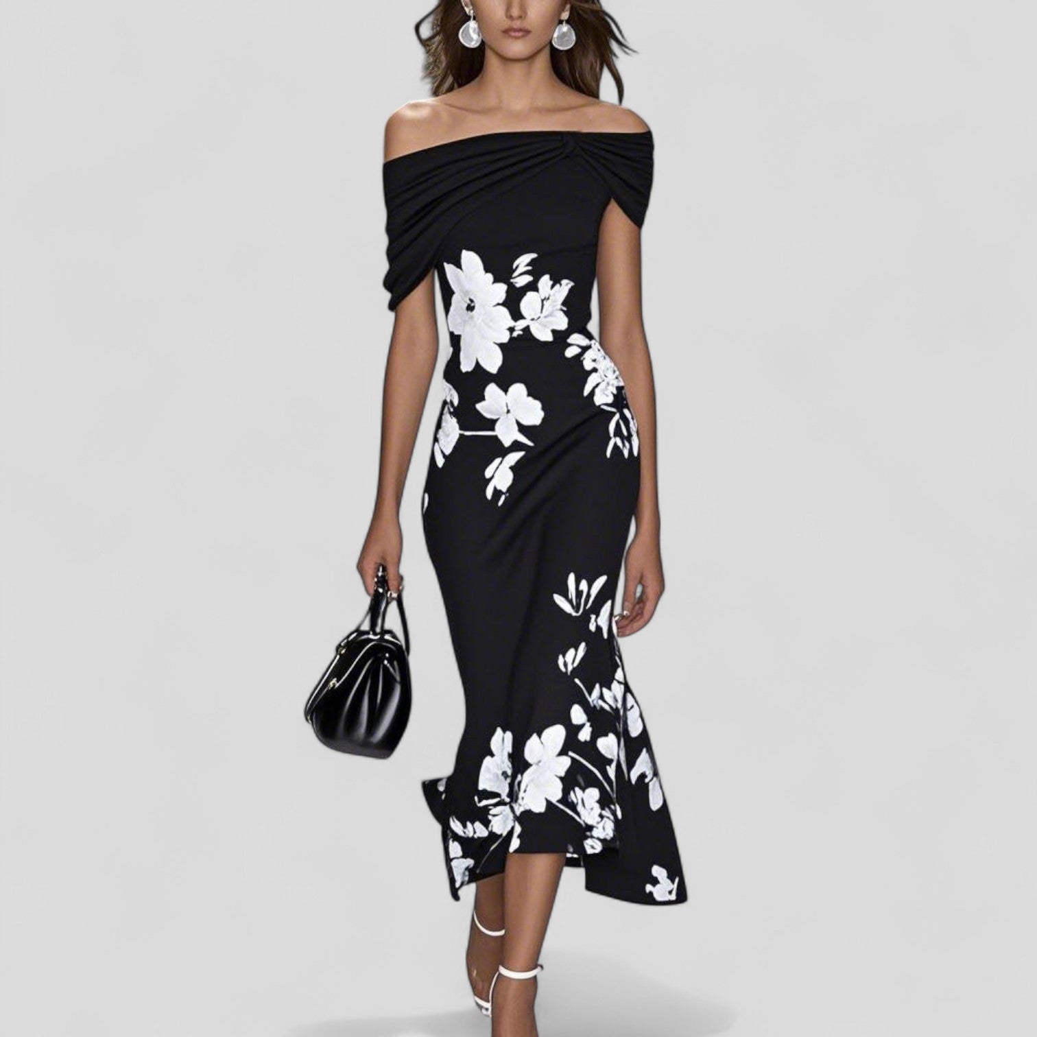 Ava | Off Shoulder Cocktail Wedding Guest Dress-Women Dress-Eltrendio