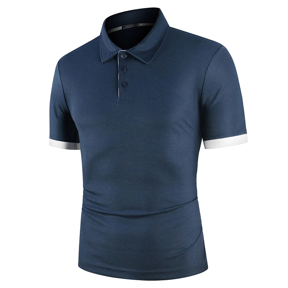 Bayside | Men’s Polo Shirt | Contrast Sleeve Trim Button Placket Casual Wear-Men Polo-Eltrendio