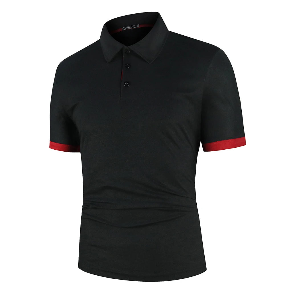 Bayside | Men’s Polo Shirt | Contrast Sleeve Trim Button Placket Casual Wear-Men Polo-Eltrendio