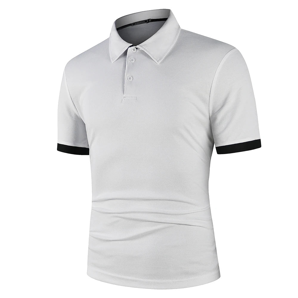 Bayside | Men’s Polo Shirt | Contrast Sleeve Trim Button Placket Casual Wear-Men Polo-Eltrendio