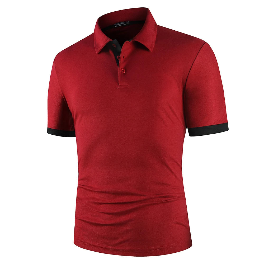 Bayside | Men’s Polo Shirt | Contrast Sleeve Trim Button Placket Casual Wear-Men Polo-Eltrendio