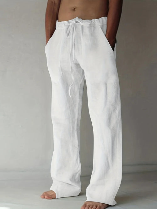 Brighton | Men’s Drawstring Wide Leg Trousers | Side Pockets Full Length Daily Wear-Men's Trousers-Eltrendio
