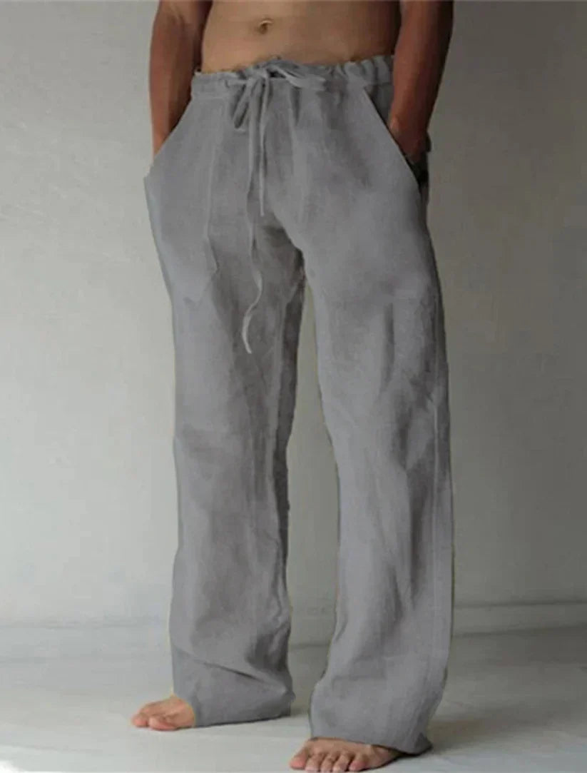 Brighton | Men’s Drawstring Wide Leg Trousers | Side Pockets Full Length Daily Wear-Men's Trousers-Eltrendio