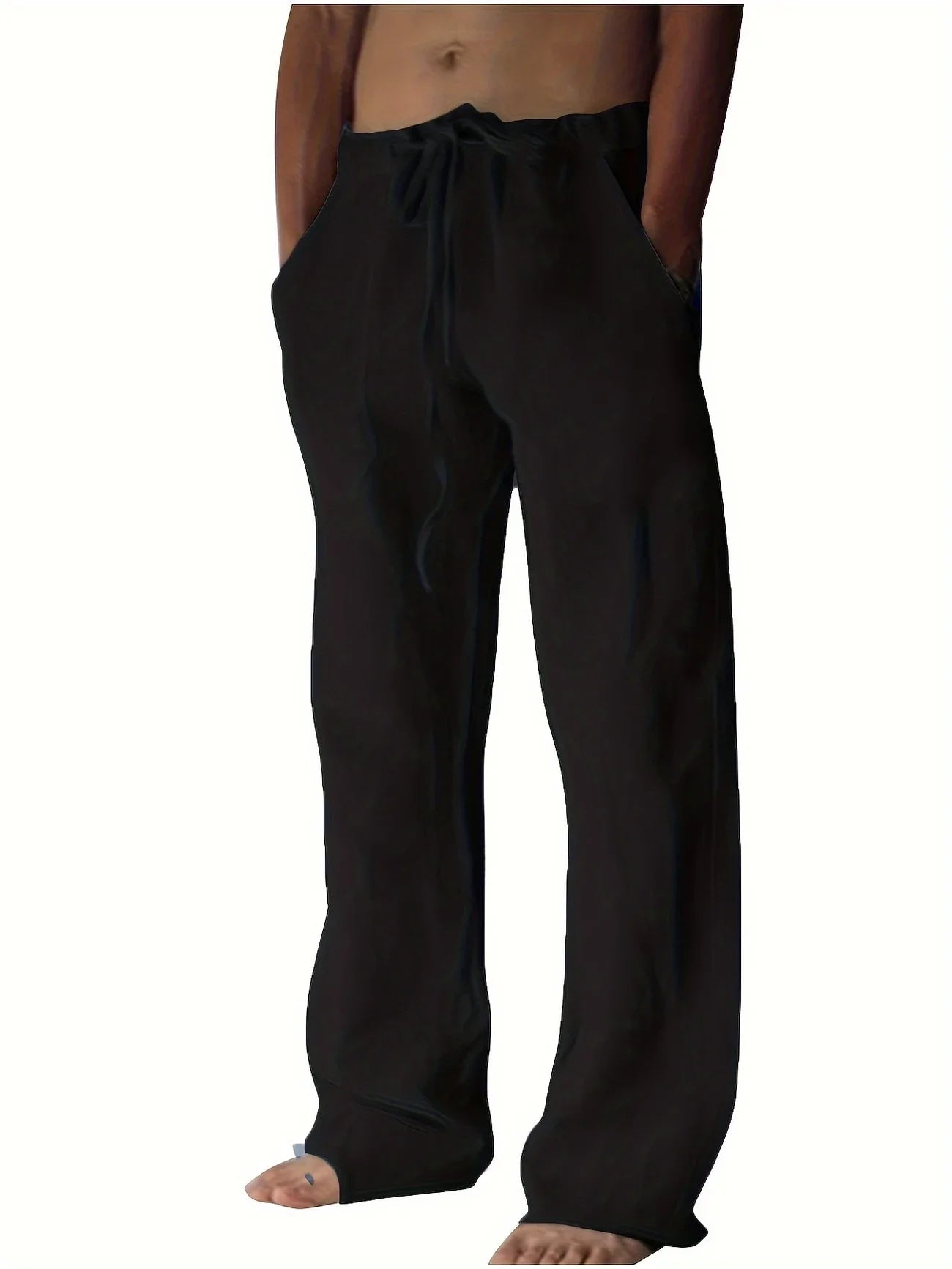 Brighton | Men’s Drawstring Wide Leg Trousers | Side Pockets Full Length Daily Wear-Men's Trousers-Eltrendio