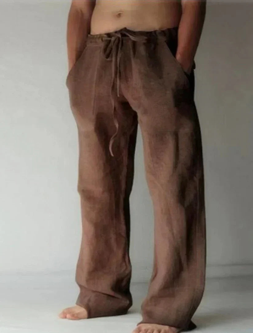 Brighton | Men’s Drawstring Wide Leg Trousers | Side Pockets Full Length Daily Wear-Men's Trousers-Eltrendio