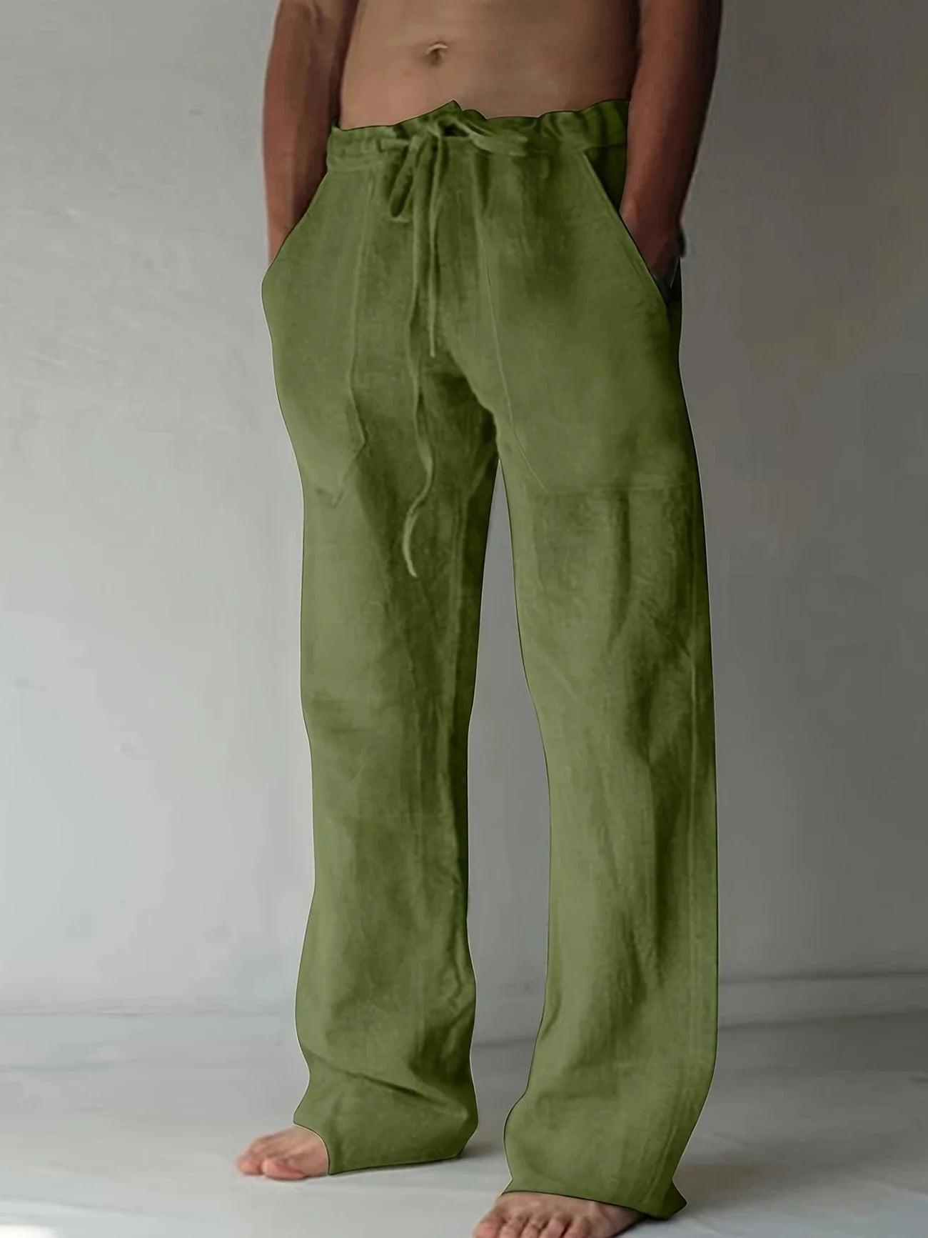 Brighton | Men’s Drawstring Wide Leg Trousers | Side Pockets Full Length Daily Wear-Men's Trousers-Eltrendio