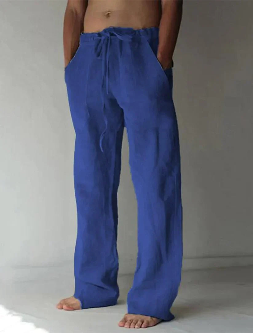 Brighton | Men’s Drawstring Wide Leg Trousers | Side Pockets Full Length Daily Wear-Men's Trousers-Eltrendio
