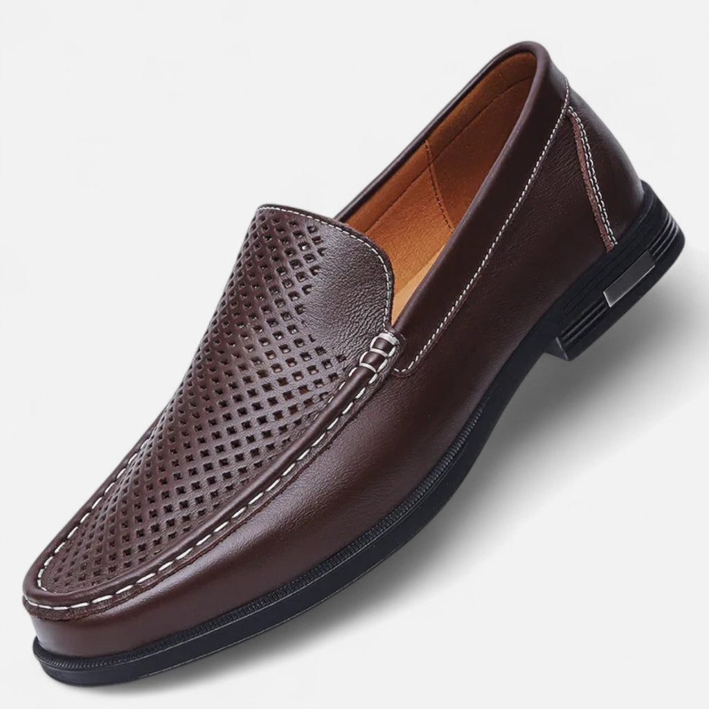Bromley | Men’s Perforated Slip On Loafers | Moc Toe Low Heel Casual Footwear-Men Shoes-Eltrendio