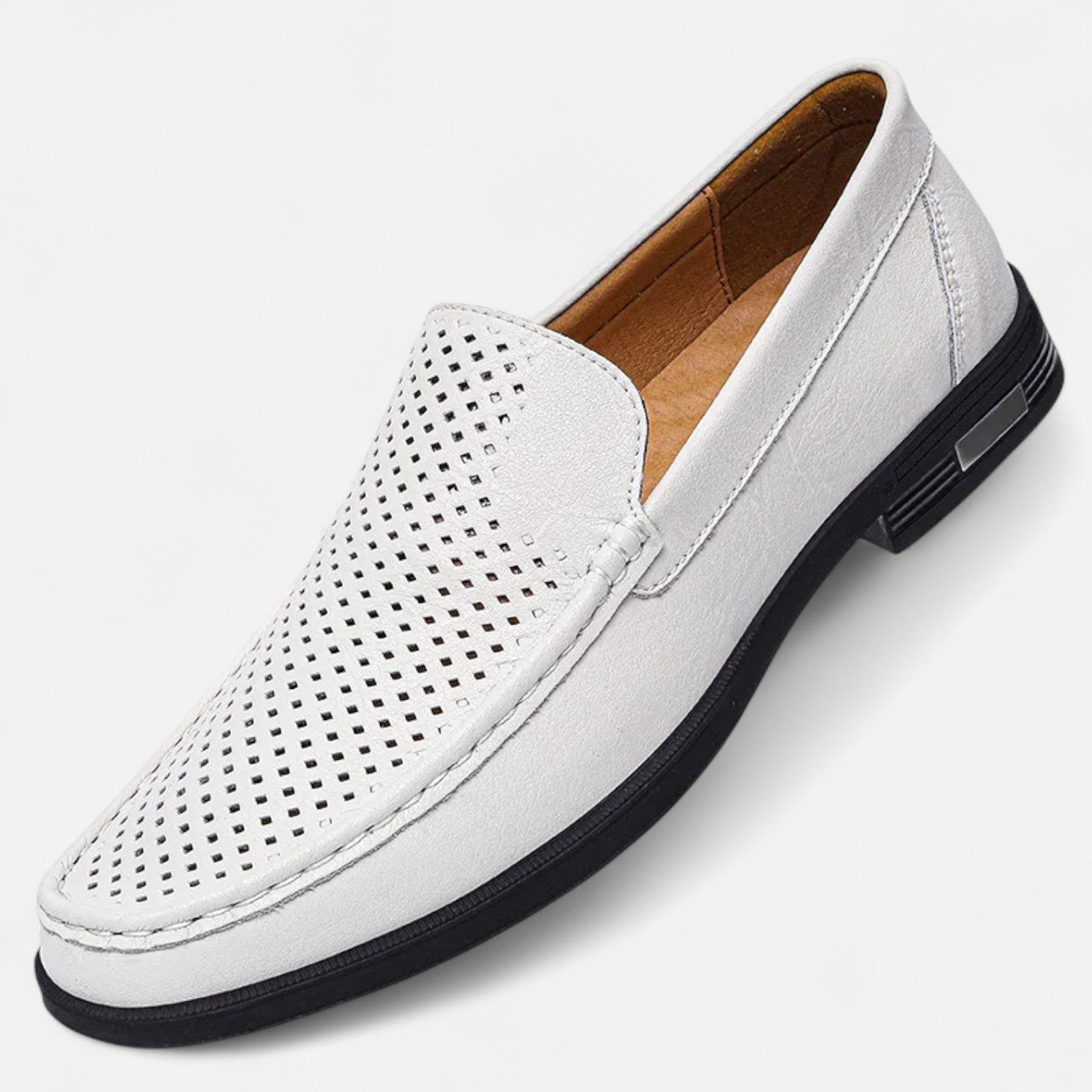 Bromley | Men’s Perforated Slip On Loafers | Moc Toe Low Heel Casual Footwear-Men Shoes-Eltrendio