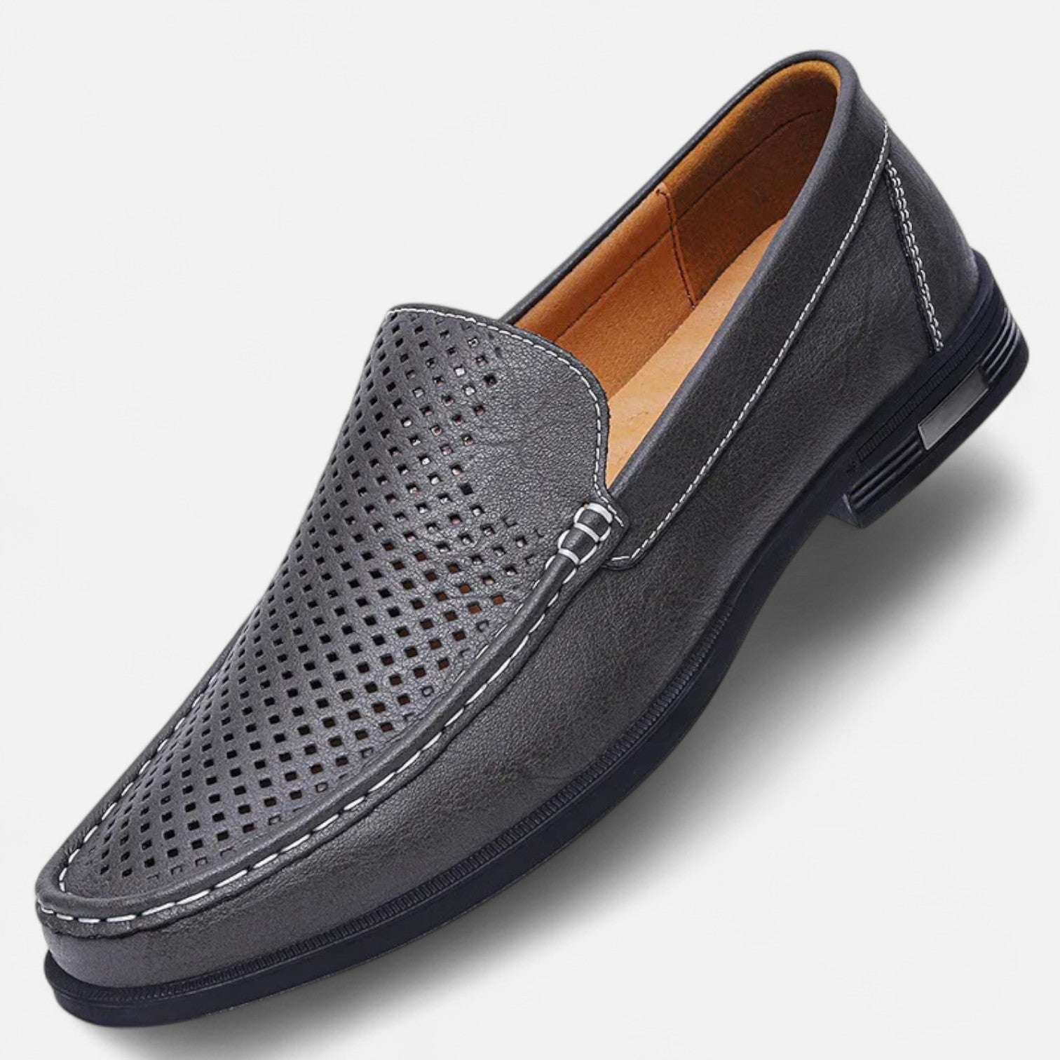 Bromley | Men’s Perforated Slip On Loafers | Moc Toe Low Heel Casual Footwear-Men Shoes-Eltrendio