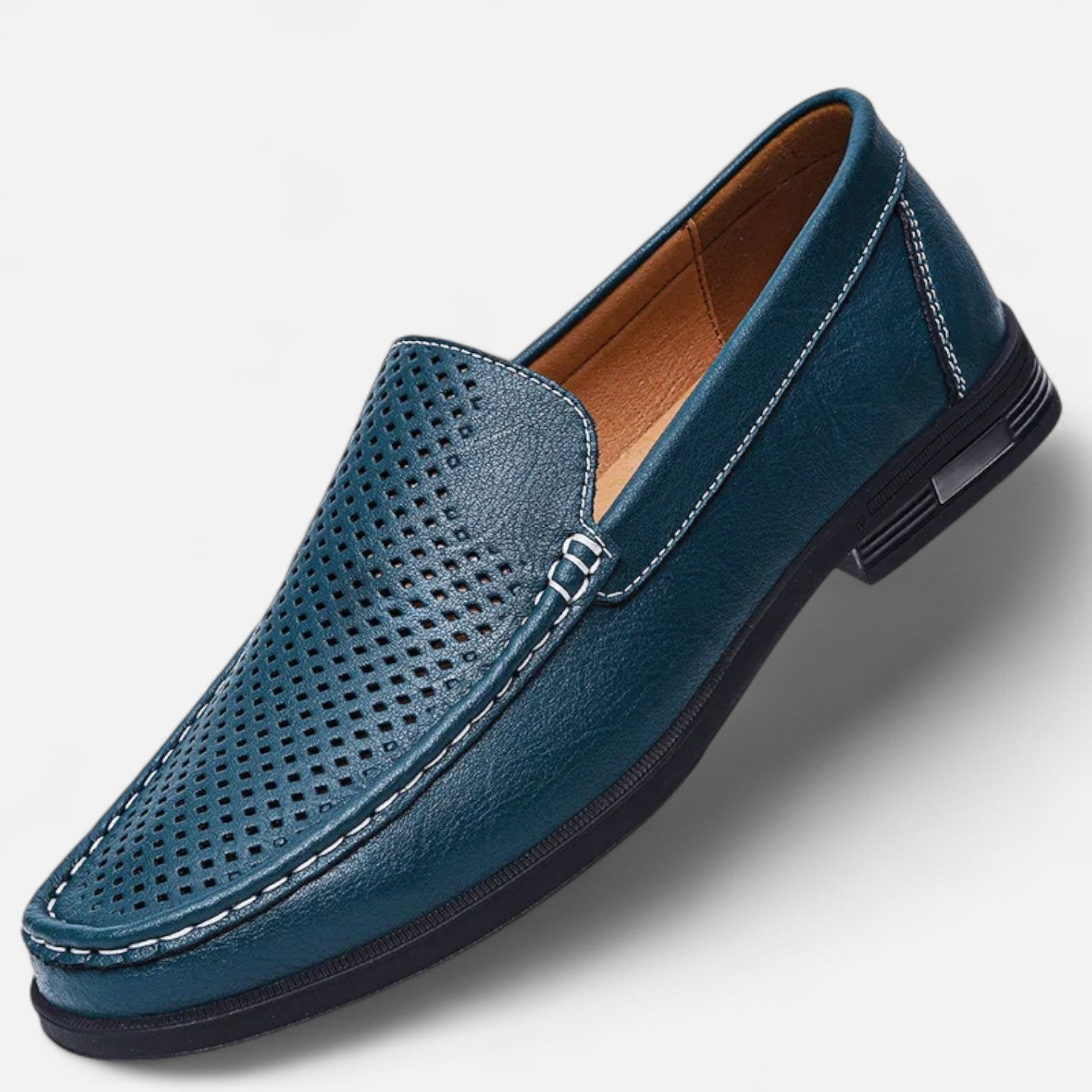 Bromley | Men’s Perforated Slip On Loafers | Moc Toe Low Heel Casual Footwear-Men Shoes-Eltrendio