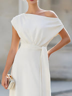 Blanche | Off-Shoulder Belted Midi Dress - Image 2