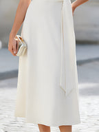 Blanche | Off-Shoulder Belted Midi Dress - Image 3