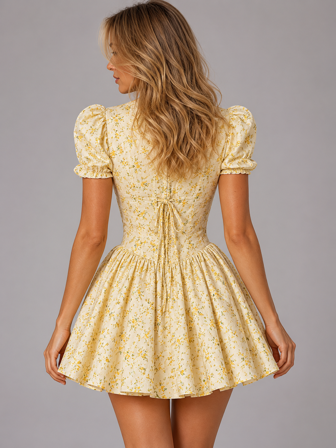 Camille | Women’s Mini Dress | Floral Print Puff Sleeve 2