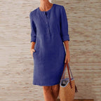 Catherine | Women’s Knee Length Dress | Button Front Pocket