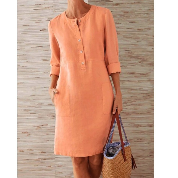 Catherine | Women’s Knee Length Dress | Button Front Pocket 3