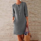 Catherine | Women’s Knee Length Dress | Button Front Pocket 4