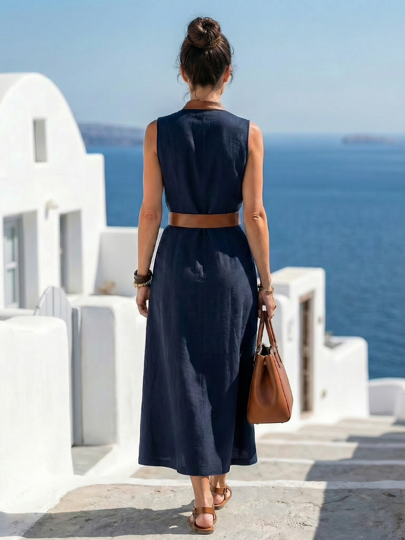 Myra | Contrast Line Midi Dress - Image 8
