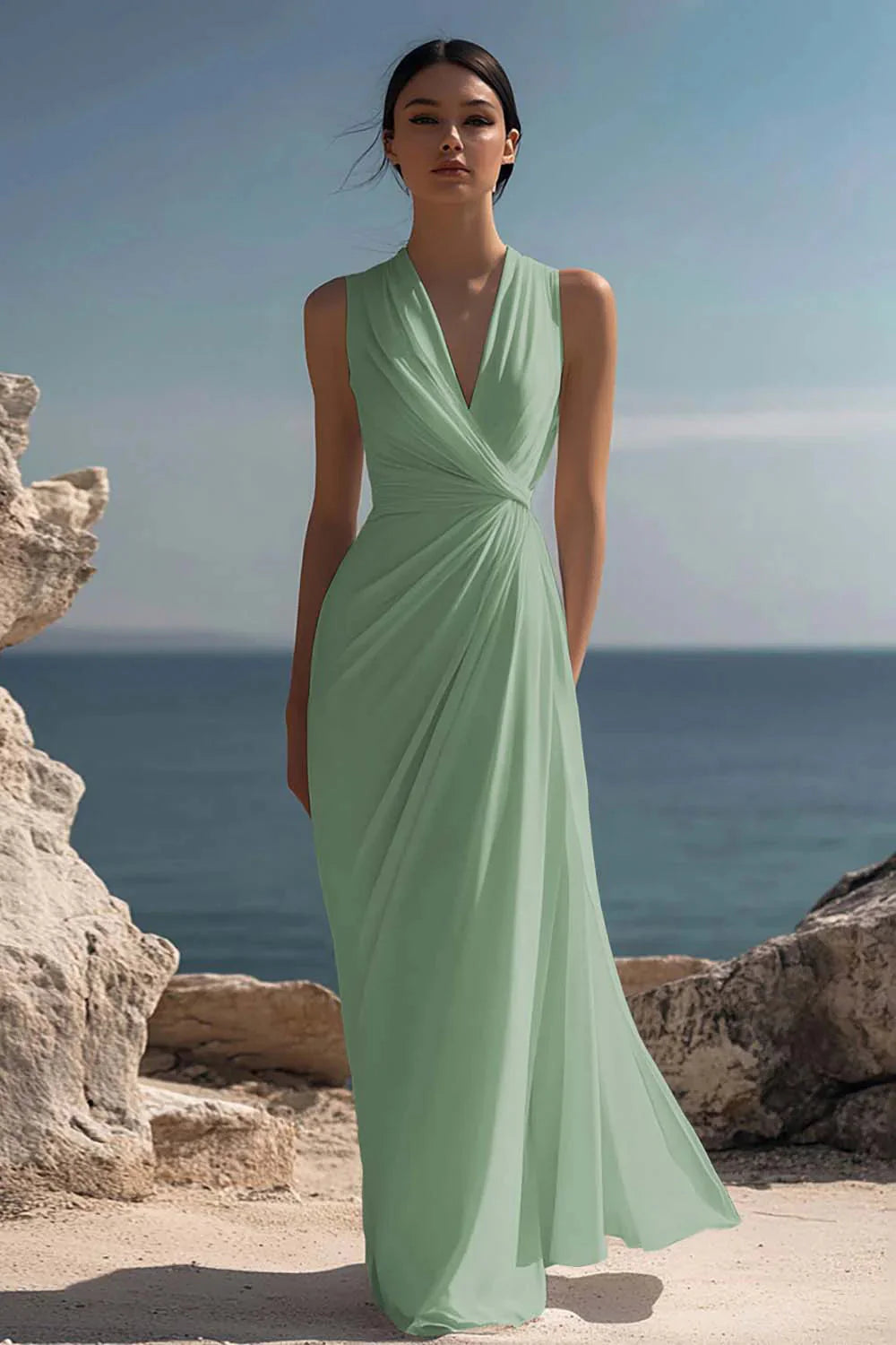 Celeste | Women’s Maxi Dress | Wrap V Neck Sleeveless