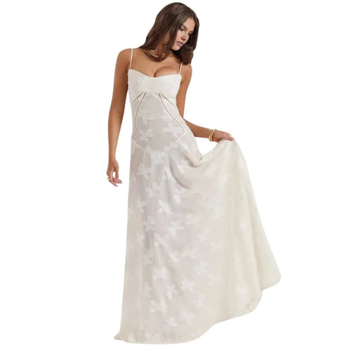 Charlotte | Women’s Floral Maxi Dress | Spaghetti Straps Panel Detail Wedding Guest Dress-Women Dress-Eltrendio