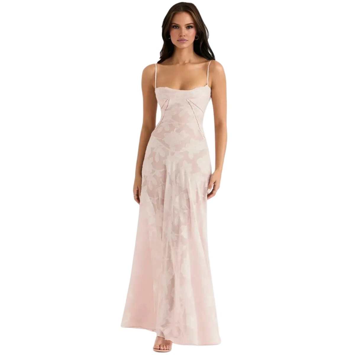 Charlotte | Women’s Floral Maxi Dress | Spaghetti Straps Panel Detail Wedding Guest Dress-Women Dress-Eltrendio